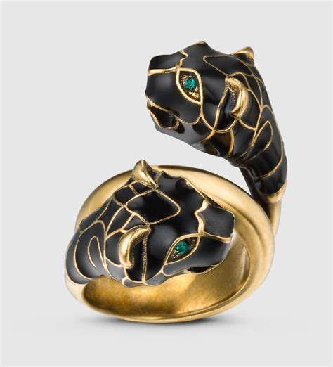 gucci black tiger ring enamel|Gucci tungsten ring.